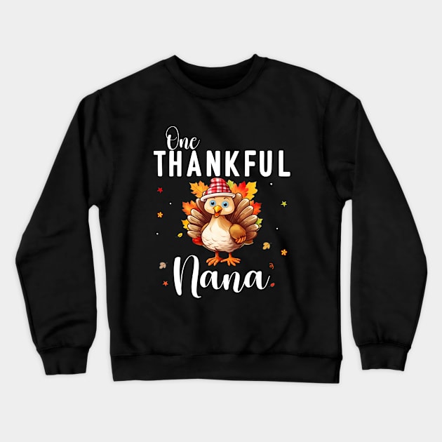 Watercolor Thanksgiving Turkey Grandma One Thankful Nana Crewneck Sweatshirt by ExprezzDesigns